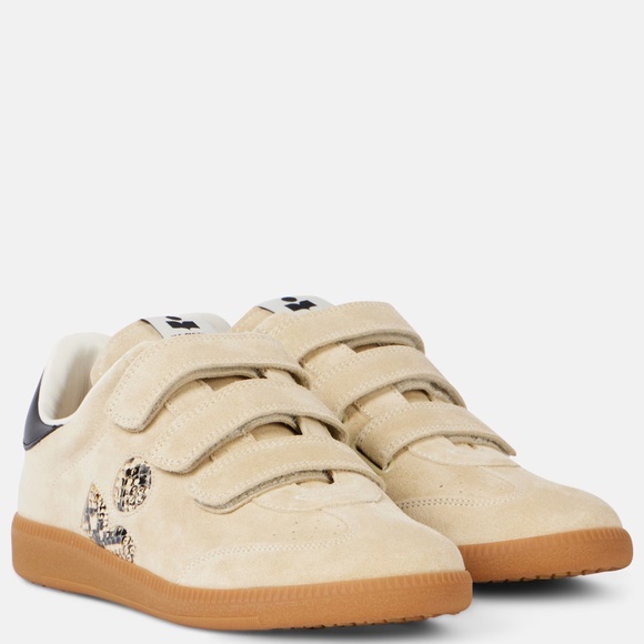 Isabel Marant Beth Sneaker in Beige Suede/Python/Black Leather sz 40 New in Box - Picture 1 of 7